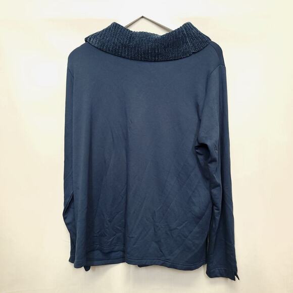 Weekends Chicos Cozisoft Fleece Backed Cowl Neck Top Size 3 Xl Blue - Picture 6 of 6